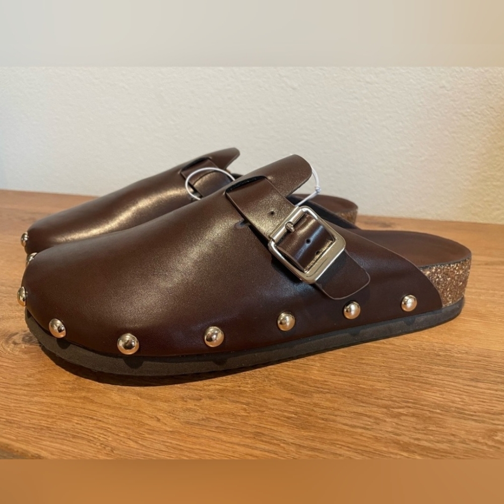 Universal Thread Dark Brown Leather Clogs - image 1